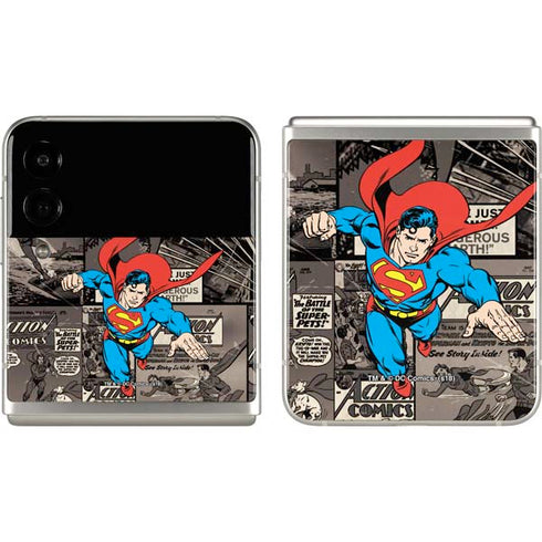 DC Comics Superman Vintage Action pose pattern Galaxy Z Flip3 5G Skin